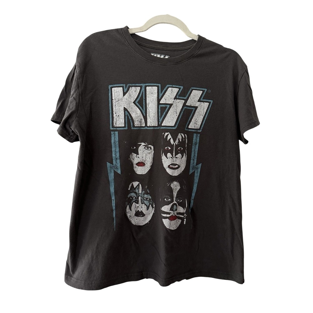 Kiss Official Band Women's L Gray Merch Short Sleeve T-Shirt |‎ SKU 0695